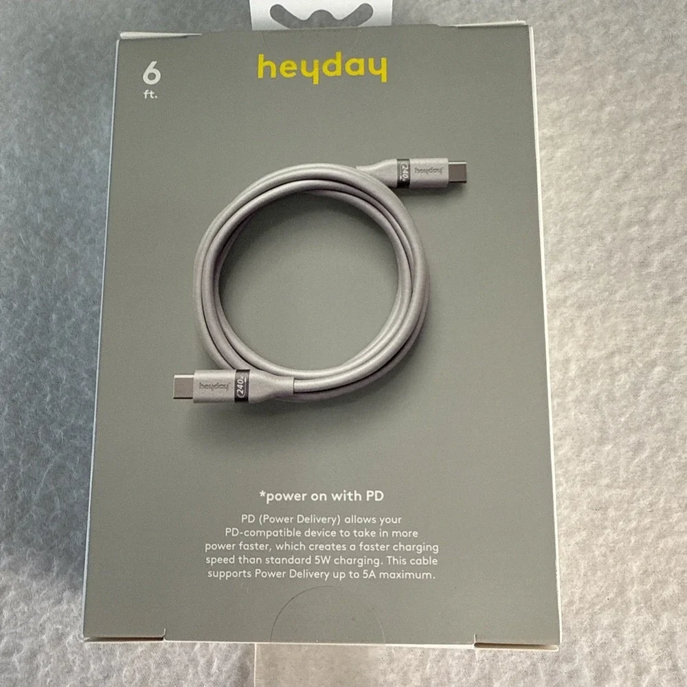 6' USB-C to USB-C Fast Charging Silicone Cable - heyday‎ White Clay